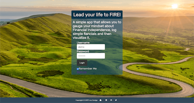 F.I.R.E website login screenshot