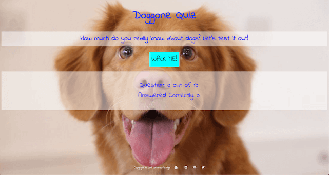 Dog quiz homepage screenshot